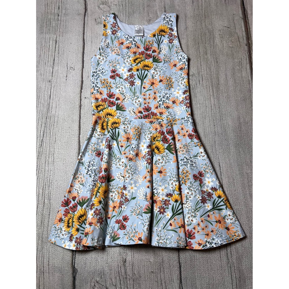 Girl With A Twirl Sunflower Meadow Twirl Dress Girls Size 12 Blue Cottagecore
